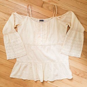 Earthbound Trading Co. 100% Cotton Pullover Cold Shoulder Blouse, Size XL